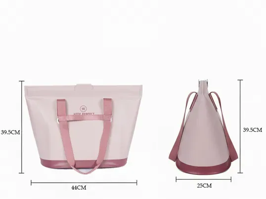 Side-by-side cutaway of an insulated lunch bag and a 20-can cooler bag